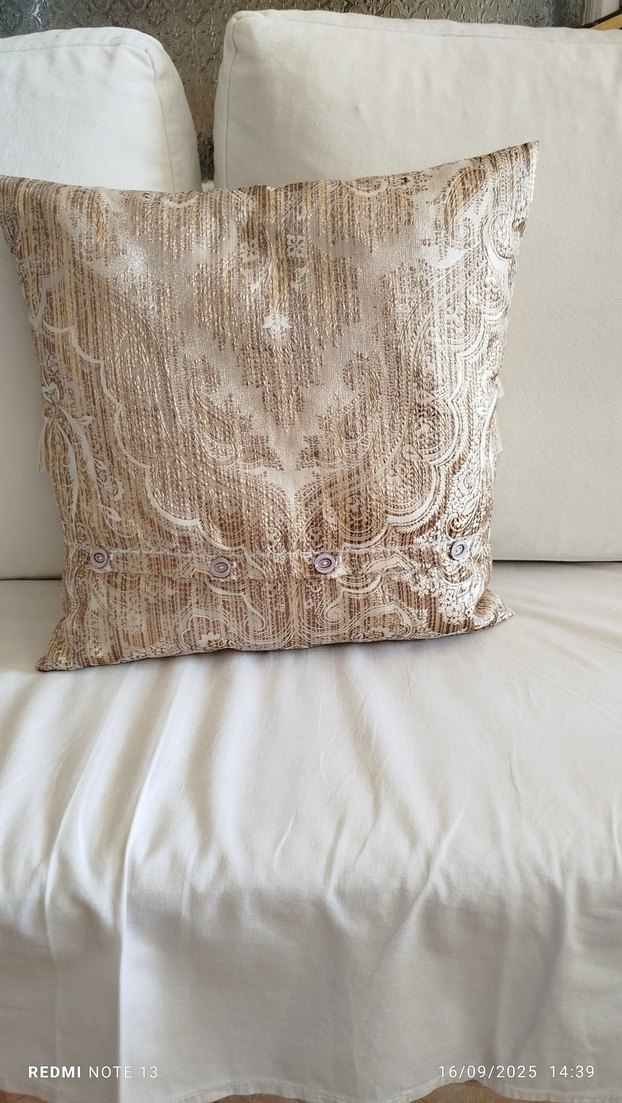 Bej Nakışlı Bohem Püsküllü Kırlent Kılıfı - Görsel 2