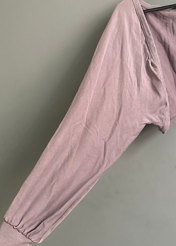 Lila Kadın Uzun Kollu Crop Top - Görsel 2