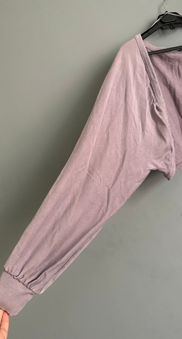 Lila Kadın Uzun Kollu Crop Top - Görsel 2