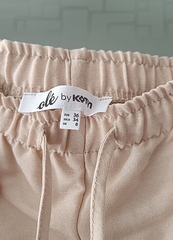 36 Beden ten rengi Renk koton bol paça pantolon 