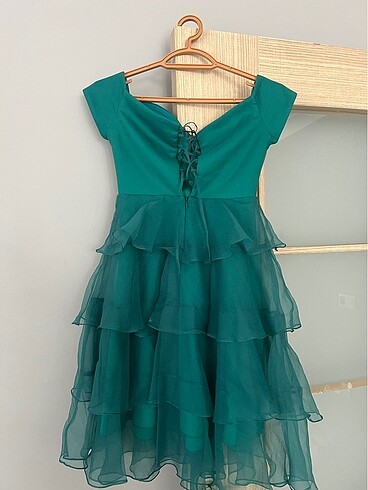 Yeşil Tül Abiye Elbise - Görsel 2