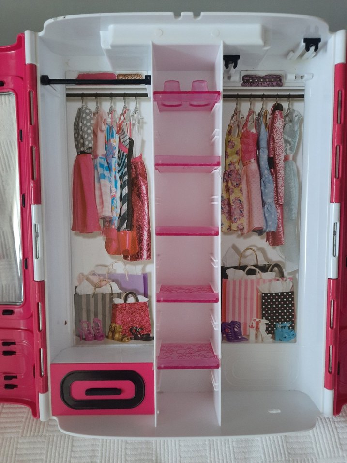 Barbie Pembe Renkli Çocuk Gardırop Dolabı - Görsel 2