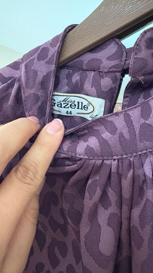 Mor Leopar Desenli Kadın tesettür tunik - Görsel 2