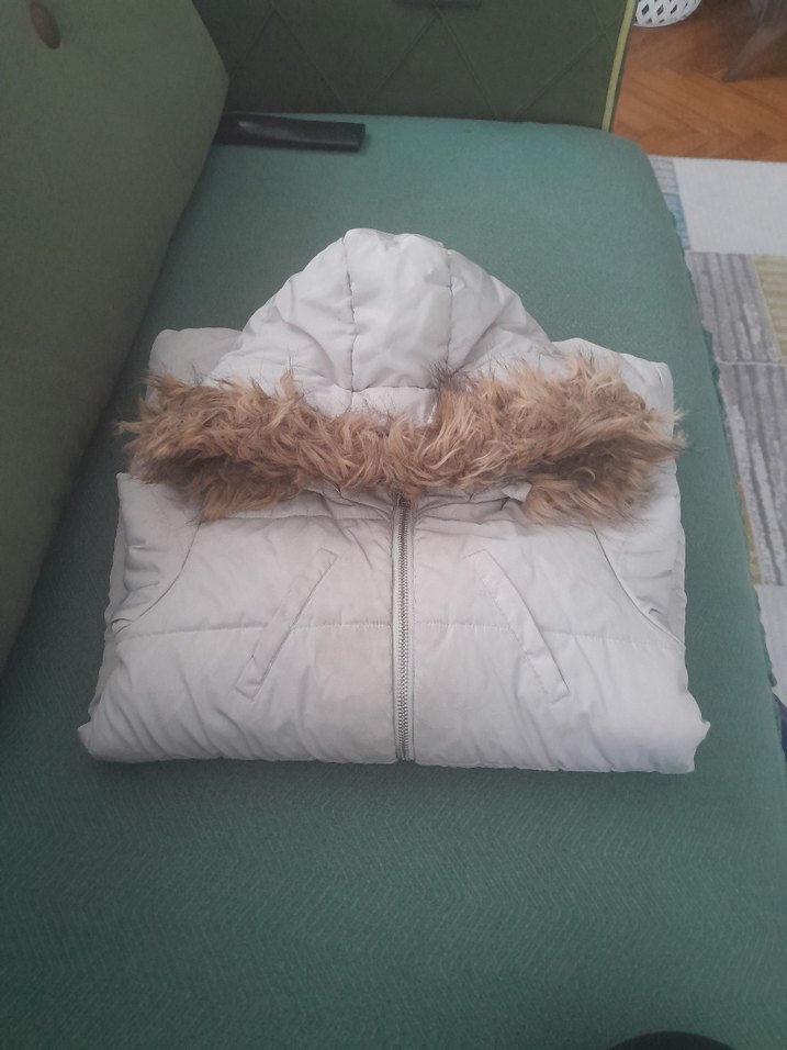 Gri Kapüşonlu Kürklü Mont kız  Çocuk - Görsel 2