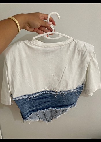 36 Beden Kot detaylı kadın tişört