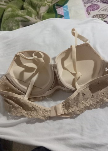 Bej Dantel Detayli destekli silikonlu Sütyen - Görsel 6