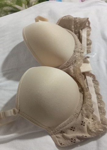 Bej Dantel Detayli destekli silikonlu Sütyen - Görsel 7