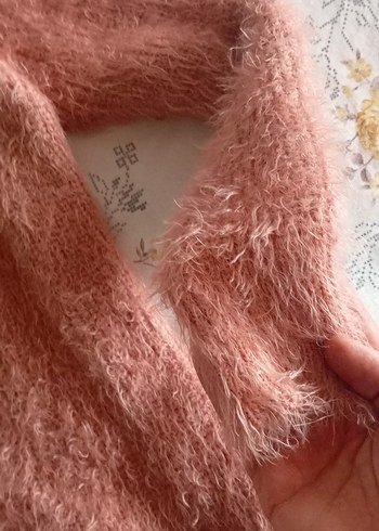 Pembe Peluş Detaylı Kadın Hırka - Görsel 6