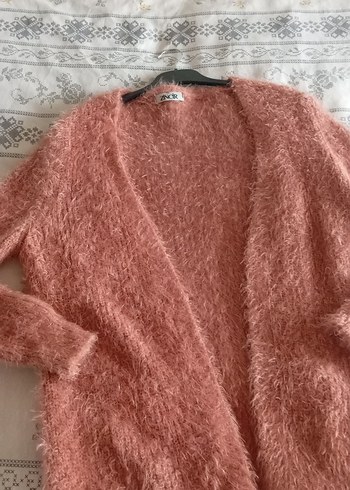 Pembe Peluş Detaylı Kadın Hırka - Görsel 8