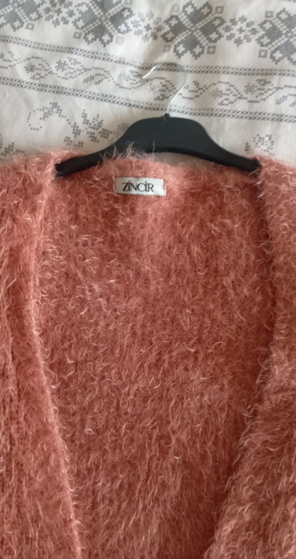 Pembe Peluş Detaylı Kadın Hırka - Görsel 5