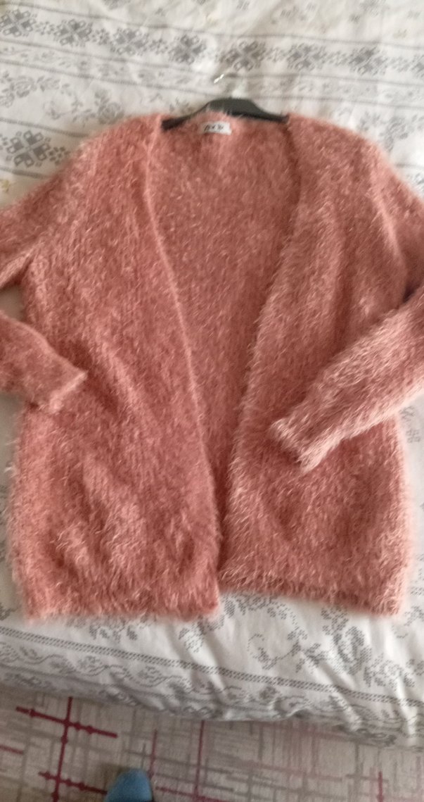 Pembe Peluş Detaylı Kadın Hırka - Görsel 2