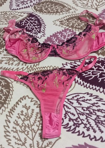 Nakışlı Pembe Bohem Büstiyer ve Külot Takımı - Görsel 4