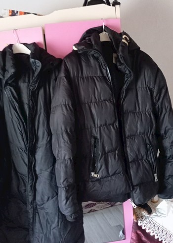 Fermuarlı Siyah Midi Kışlık Kadın ve erkek şişme Mont - Görsel 5