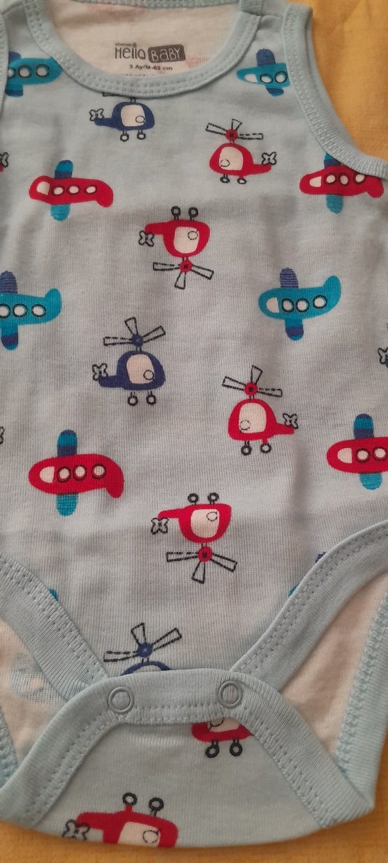 Renkli Desenli Erkek Bebek Askılı Çıtçıtlı Body - Görsel 2