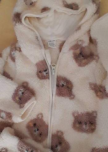 Kahverengi Kapüşonlu Peluş erkek bebek Tulumu - Görsel 2