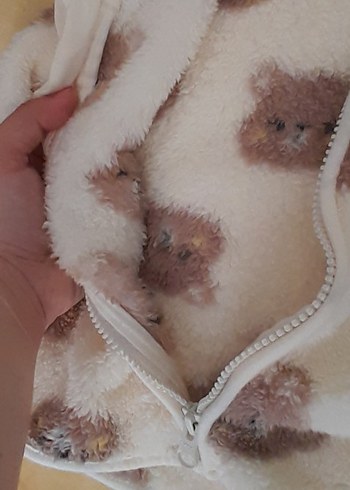 Kahverengi Kapüşonlu Peluş erkek bebek Tulumu - Görsel 5