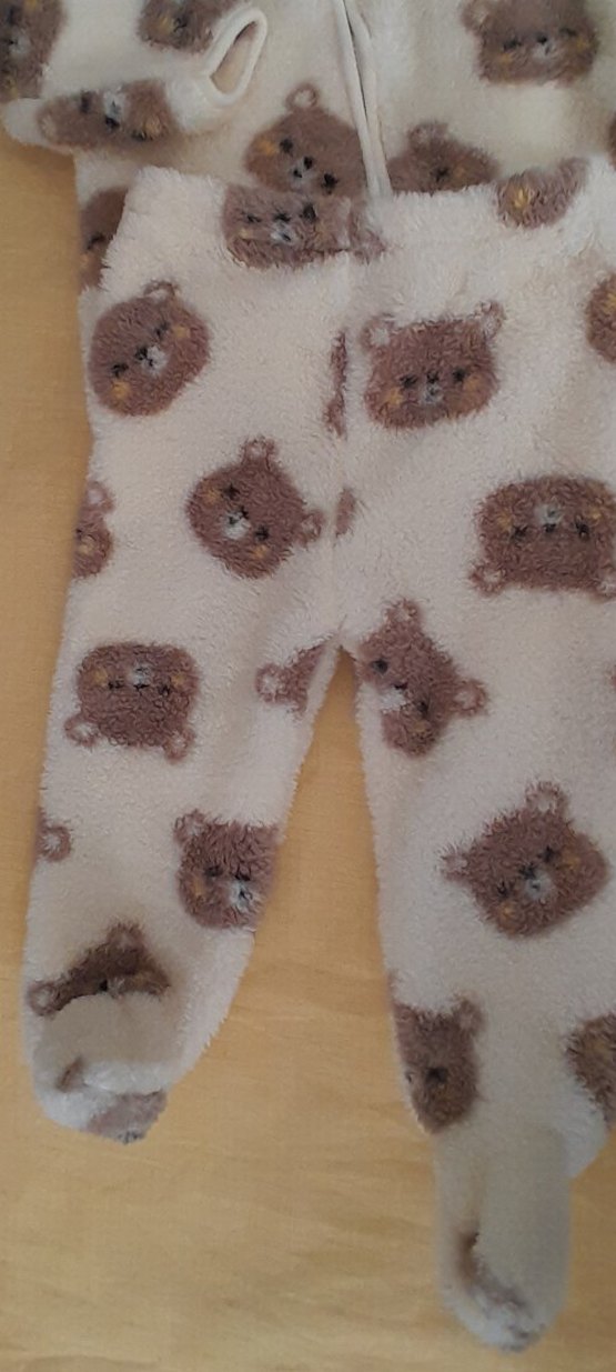 Kahverengi Kapüşonlu Peluş erkek bebek Tulumu - Görsel 4