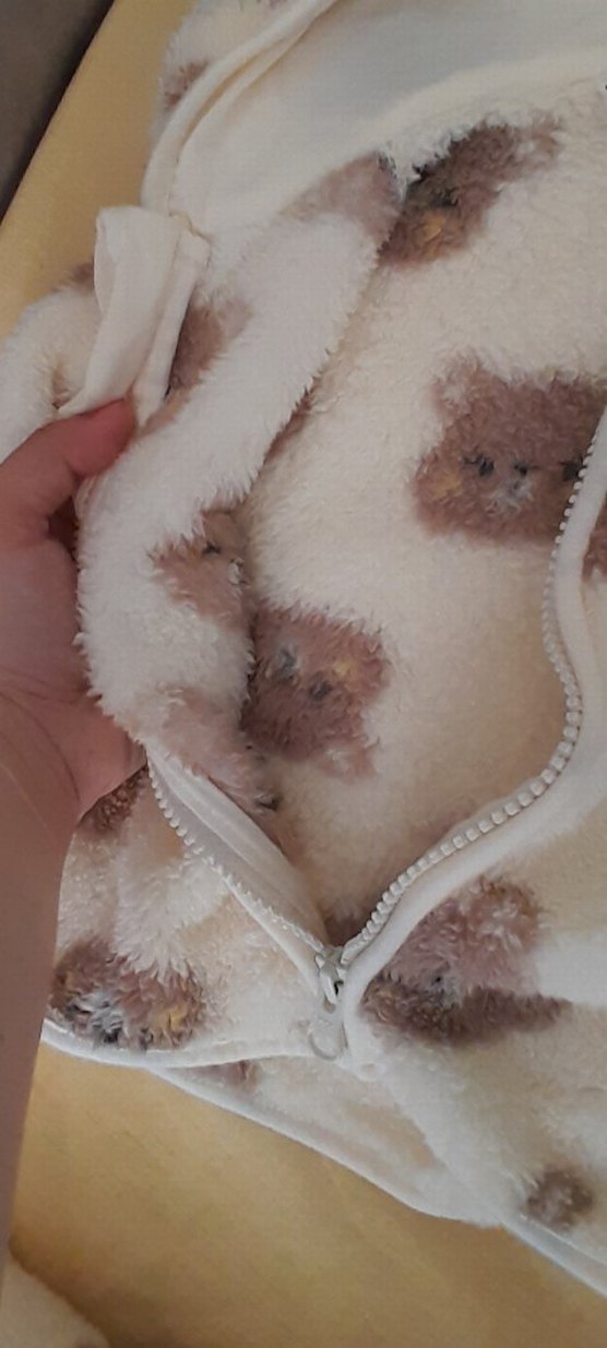 Kahverengi Kapüşonlu Peluş erkek bebek Tulumu - Görsel 5