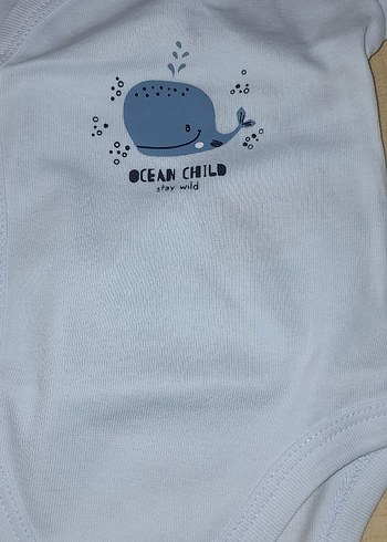 Mavi Kısa Kollu Bebek Body - Görsel 2