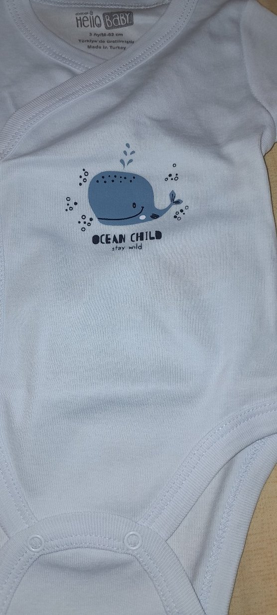 Mavi Kısa Kollu Bebek Body - Görsel 2