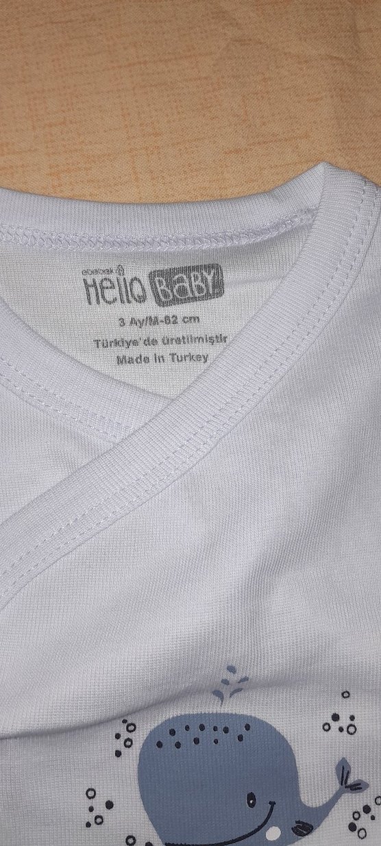 Mavi Kısa Kollu Bebek Body - Görsel 3