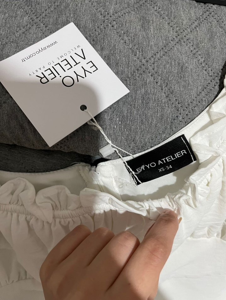 Eyyo Beyaz Mini Elbise - Görsel 4