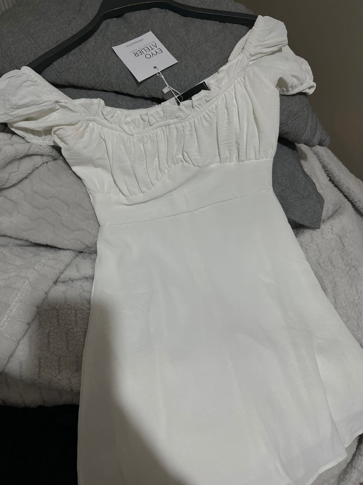 Eyyo Beyaz Mini Elbise - Görsel 3