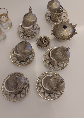 Gri Bej Kapaklı Türk Kahvesi Fincan Seti - Görsel 2