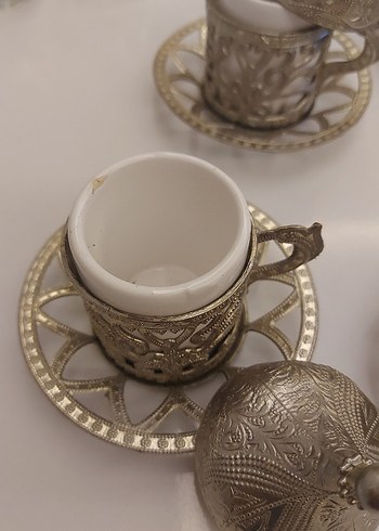 Gri Bej Kapaklı Türk Kahvesi Fincan Seti - Görsel 4