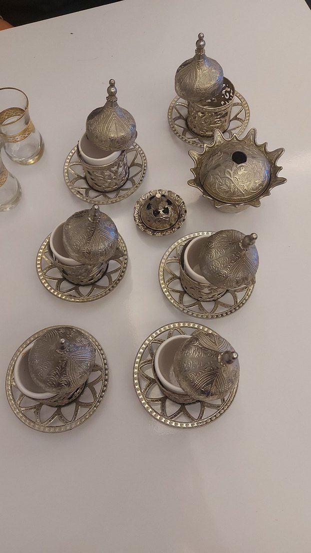 Gri Bej Kapaklı Türk Kahvesi Fincan Seti - Görsel 2