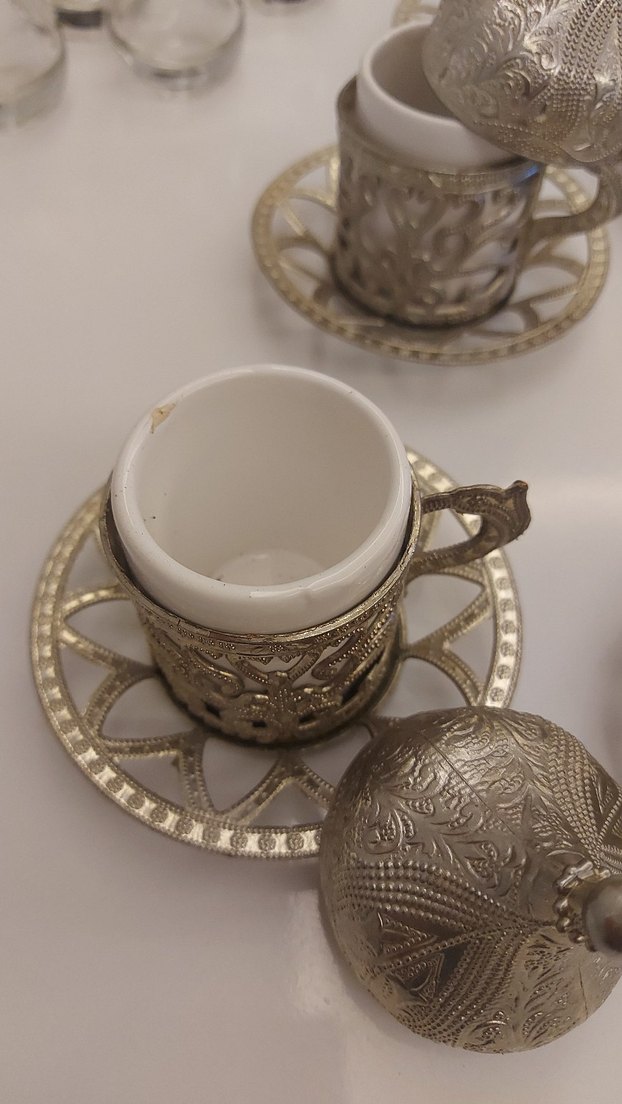 Gri Bej Kapaklı Türk Kahvesi Fincan Seti - Görsel 4