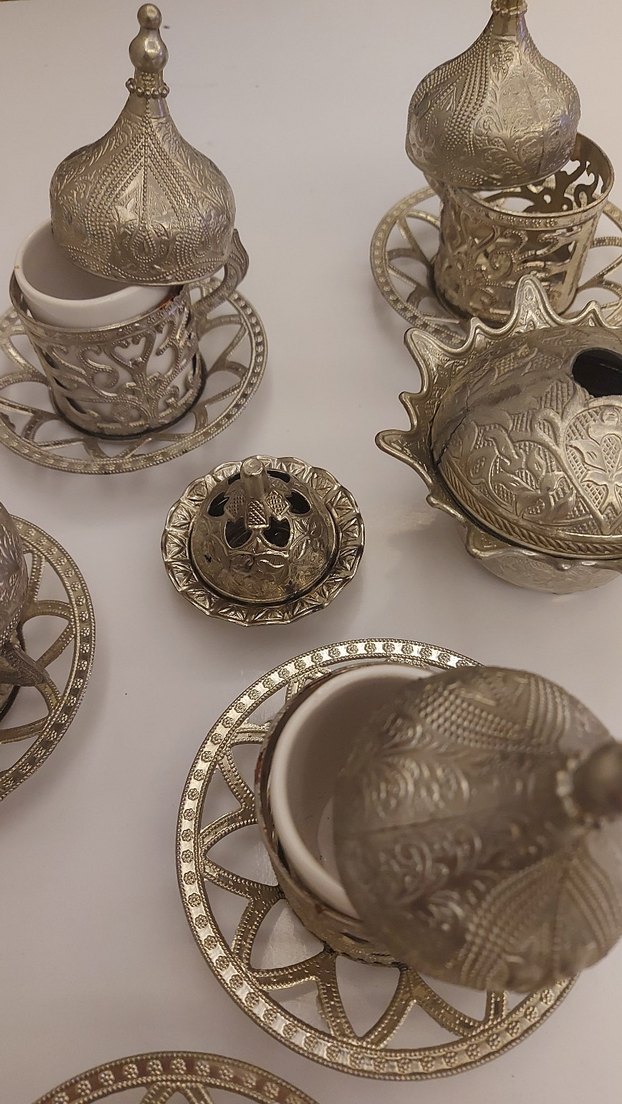 Gri Bej Kapaklı Türk Kahvesi Fincan Seti - Görsel 3