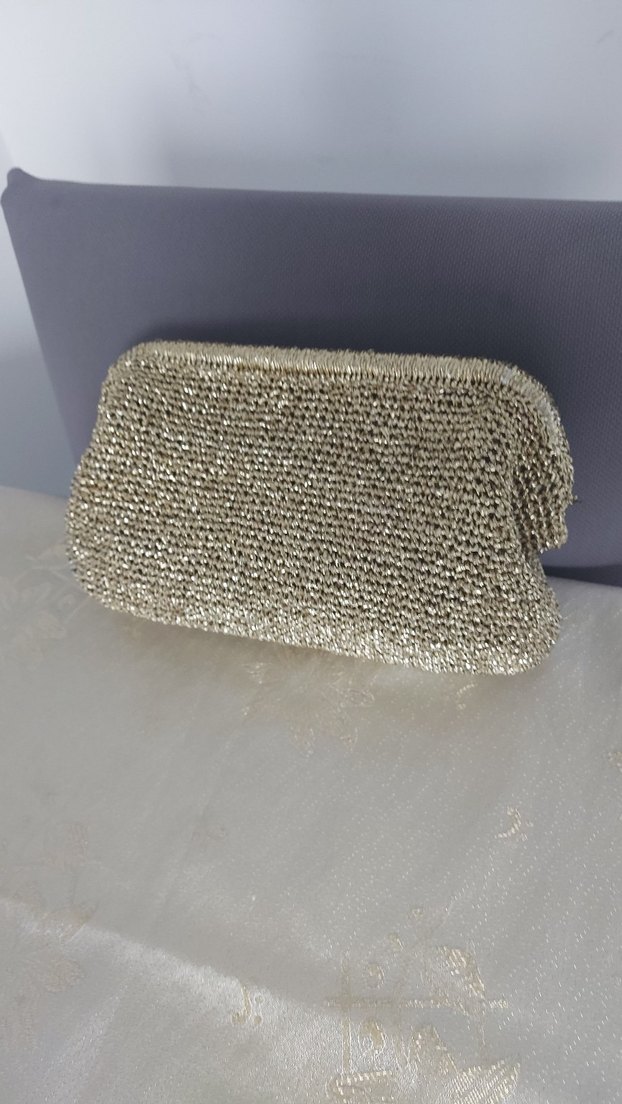 Gold Örgü Kadın Portföy burs Çanta - Görsel 2