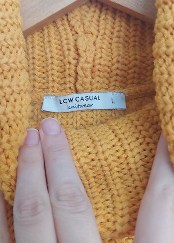 Sarı Balıkçı Yaka Örgü Kadın Kazak - Görsel 2