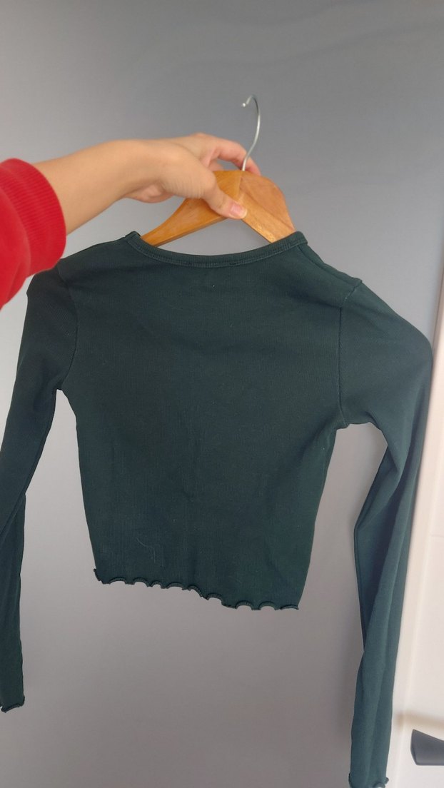 Koyu Yeşil Uzun Kollu tişört - Görsel 4