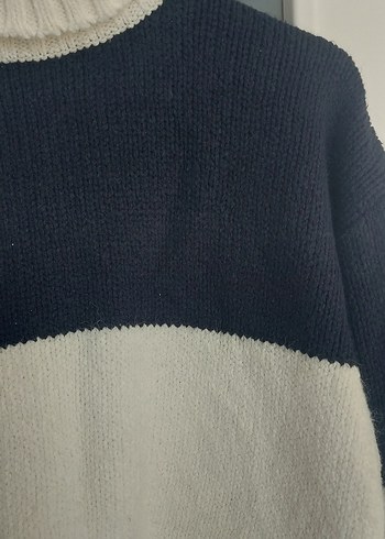 Kadın Beyaz Gri Boğazlı Triko Kazak - Görsel 2