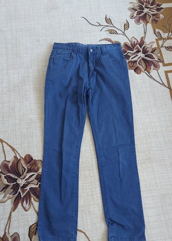Gri Kemerli Erkek Mavi Denim Pantolon