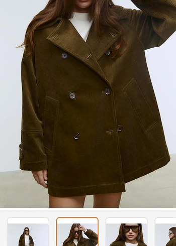 Düğmeli Kahverengi Süet Midi Kadın ceket - Görsel 3