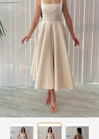 Diğer always dress Bej Midi Boy Abiye Elbise