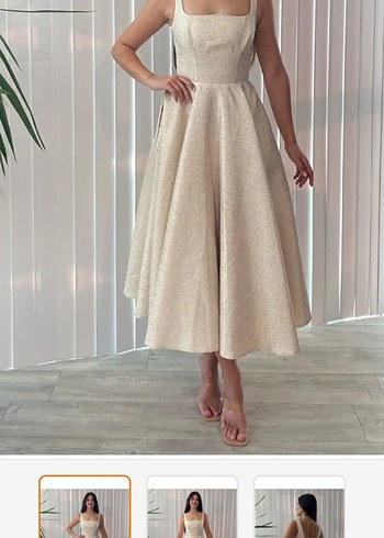 always dress Bej Midi Boy Abiye Elbise