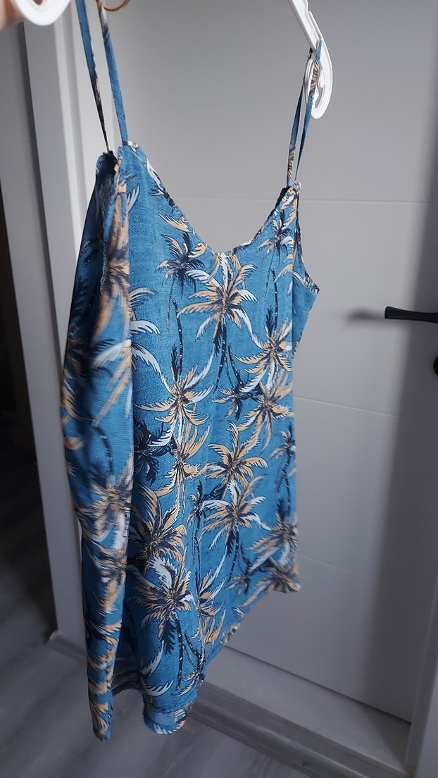 Mavi Desenli Askılı Kadın Bluz - Görsel 2