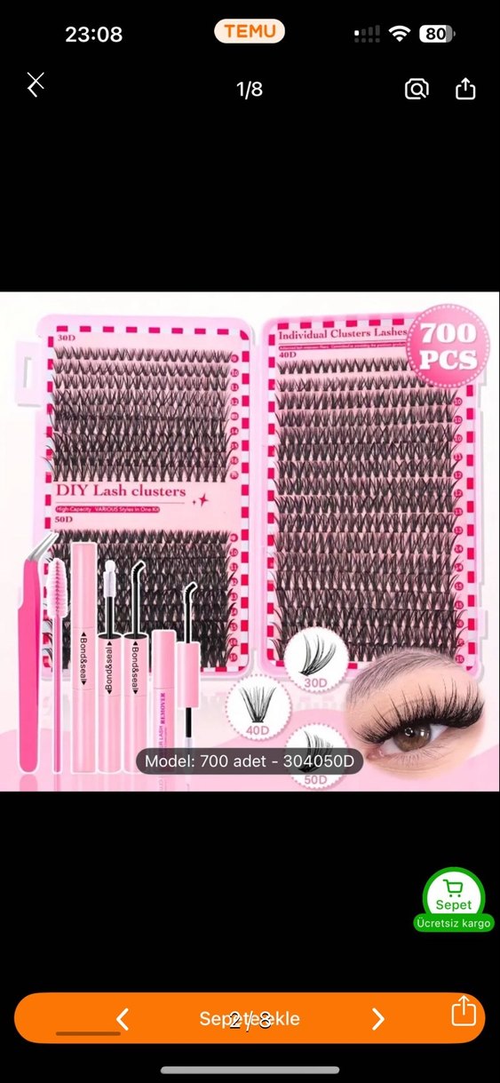 Pembe Renkli Takma Kirpik Seti - Görsel 3