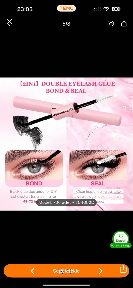 Pembe Renkli Takma Kirpik Seti - Görsel 5