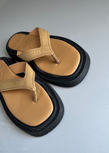 Mango Bej Platform Topuklu Kadın Terlik