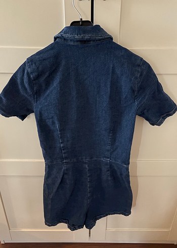 Kadın Lacivert Denim Kısa Tulum - Görsel 3