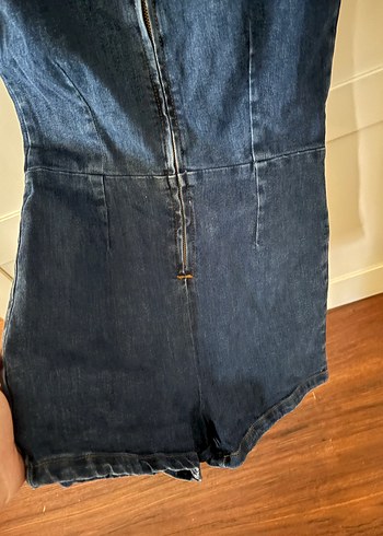 Kadın Lacivert Denim Kısa Tulum - Görsel 2