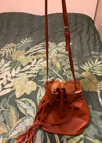 Dantel İşlemeli Kahverengi Deri Kadın Çanta - Görsel 3