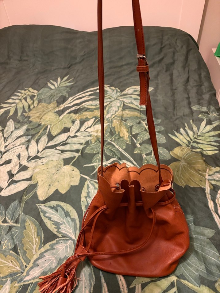 Dantel İşlemeli Kahverengi Deri Kadın Çanta - Görsel 3