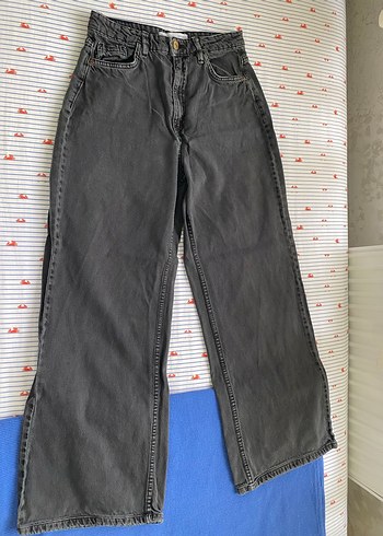 Stradivarius Gri Wide Leg Kot Pantolon
