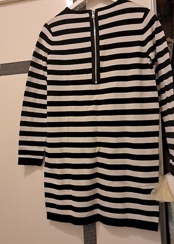 Uzun Kollu Siyah Beyaz Çizgili Kadın Triko - Görsel 4
